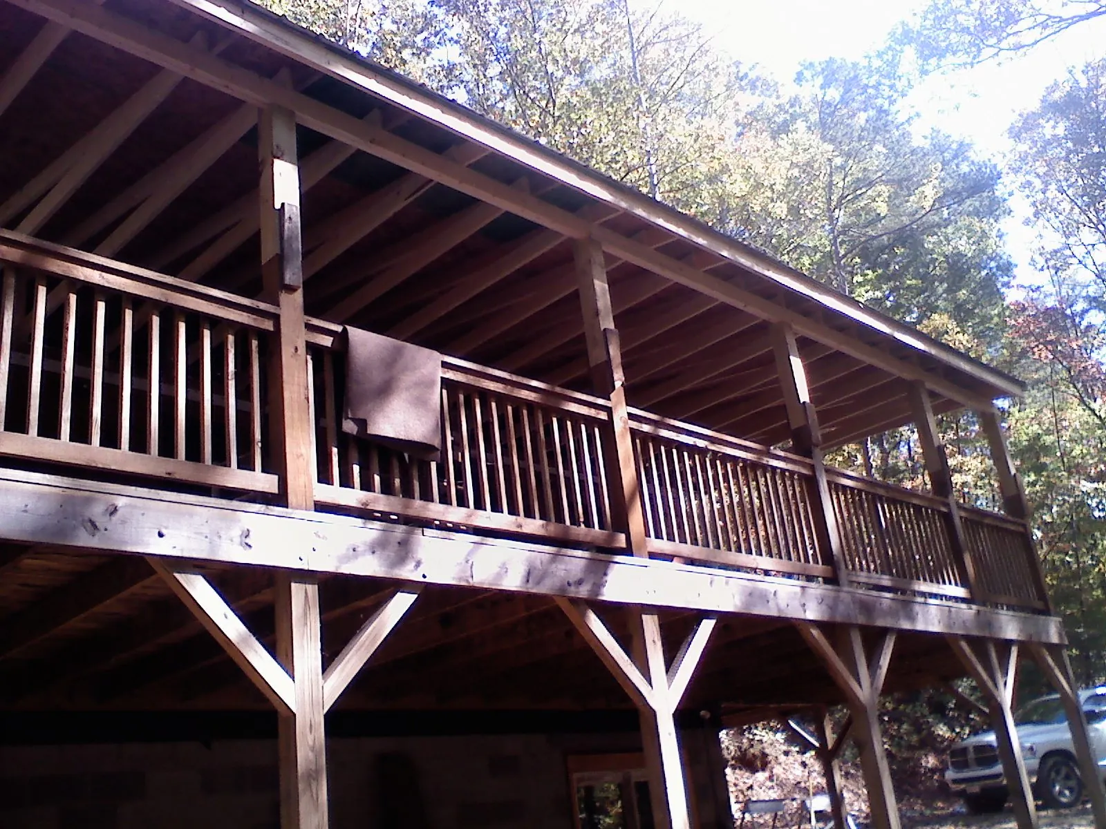 Timber framing under a new elevated porch and deck — Roof Leak Repair in Le Center by Roofing Brothers